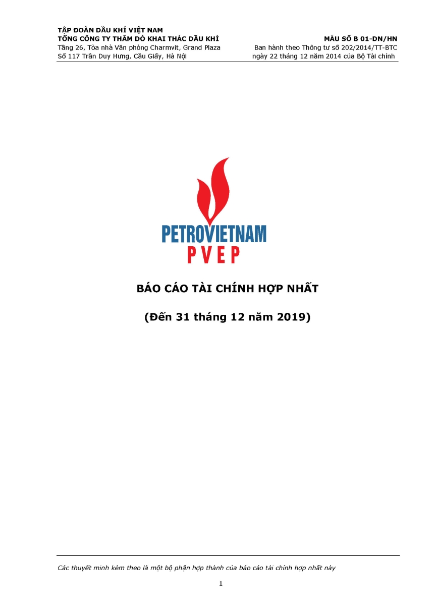 Báo cáo tài chính hợp nhất đến 31 tháng 12 năm 2019
